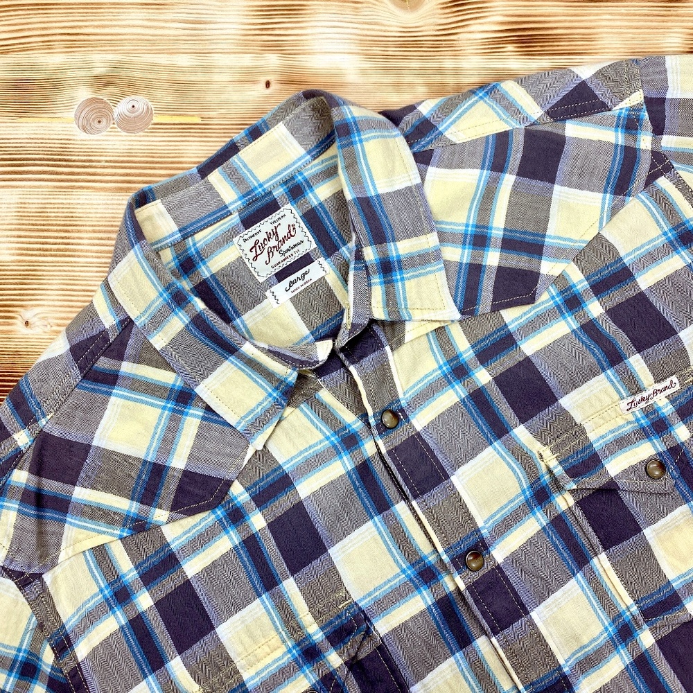 Men's Lucky Brand S/S Western Style Shirt Sz Lg